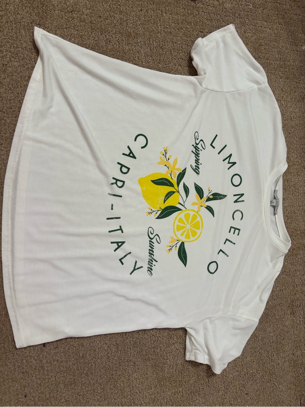 Green Envelope White Tee with Yellow Lemon Graphic